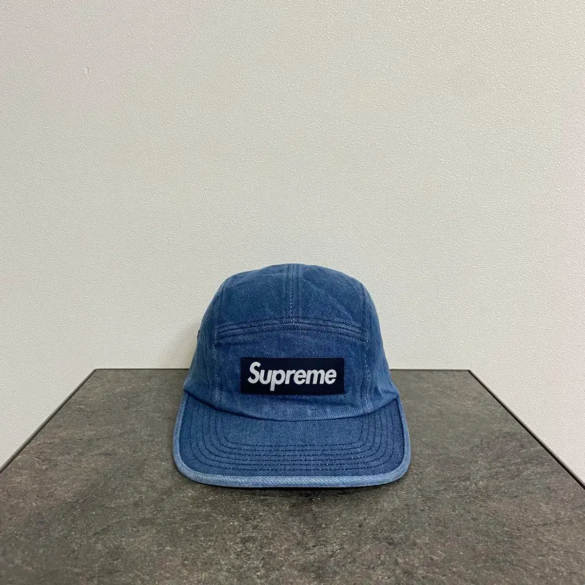 Supreme Denim Camp Cap Dirty Indigo Supreme Washed Chino Twill